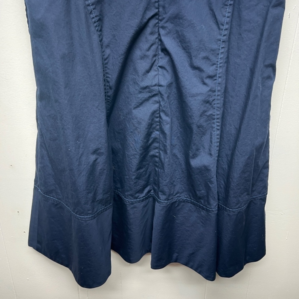 Women's Navy Blue Short Sleeve Midi Dress Size Large Side Pockets 100% Cotton - Picture 10 of 13